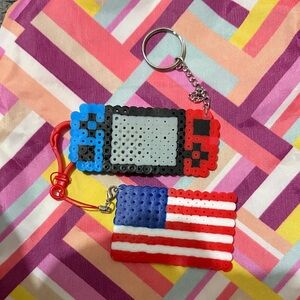 Red & Blue Handcrafted Game Console Keychain - Unbranded